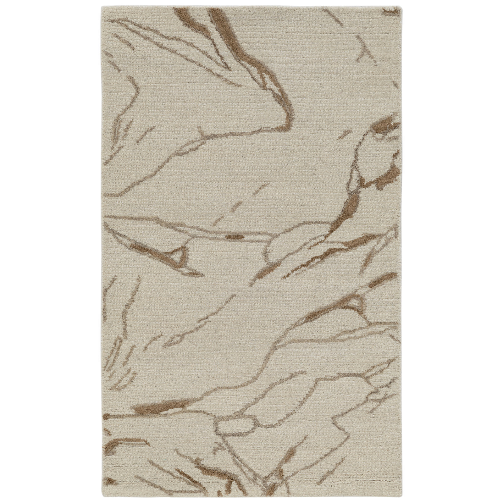 Hand-Tufted Abstract Wool Rug, Rectangle 3' x 5', Ivory