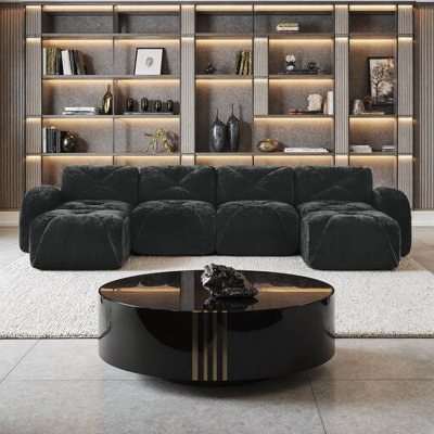 Ensemble de canapé modulaire Velvet Cloud avec repose-pieds capitonné - assemblage zéro