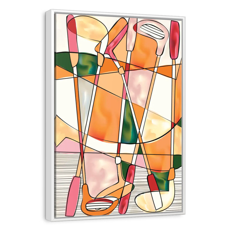 Abstract Golf, 9" x 13", Floating Frame White