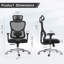 Chaise de bureau ergonomique avec support lombaire réglable, appui-tête, accoudoirs 3D, inclinable et fonction pivotante pour une utilisation confortable à la maison et au bureau