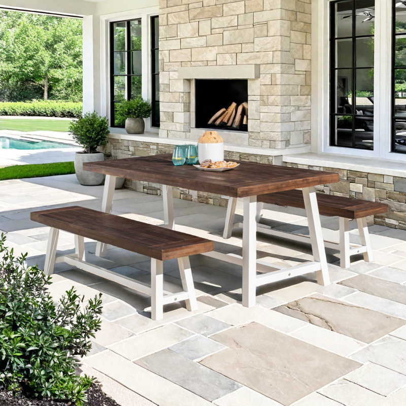 Eulene Rectangular 4 - Person 71" Long Dining Set, Sandblast Dark Brown/White