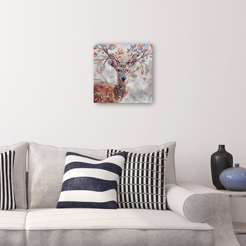 Boho Deer by Studio Arts Canvas Art Print, 41" H x 41" W x 1.5" D, Wrapped Canvas
