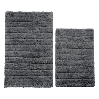 Shiwanda Ribbed Two Piece Bath Mat Set