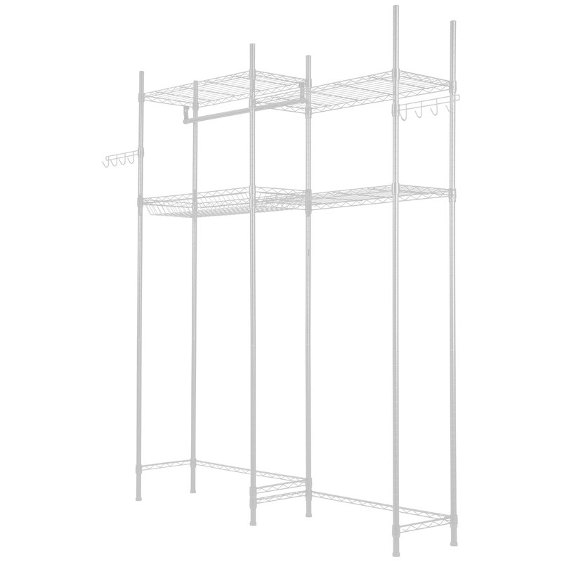 Étagère de rangement au-dessus de la laveuse et de la sécheuse, séchoir à linge à 4 niveaux avec tringle et crochets, tablettes réglables au-dessus de la laveuse et de la sécheuse, étagère de rangement pour la salle de lavage