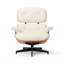 Chaise longue pivotante en cuir Mid-Century avec repose-pieds, coque en bois double face et base en aluminium-835085409