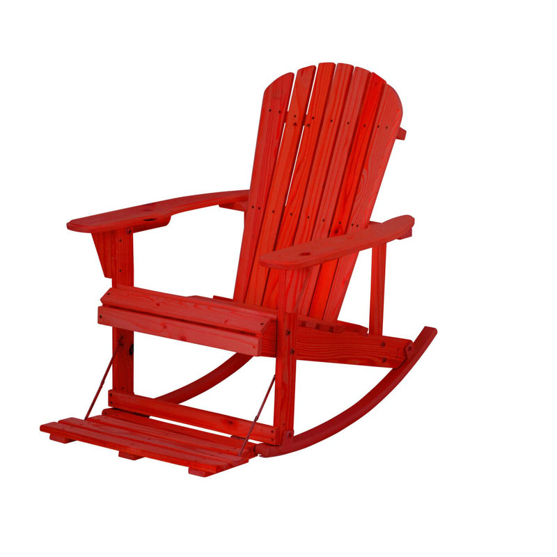 Chaise Adirondack berçante en bois massif Apsana, Rouge