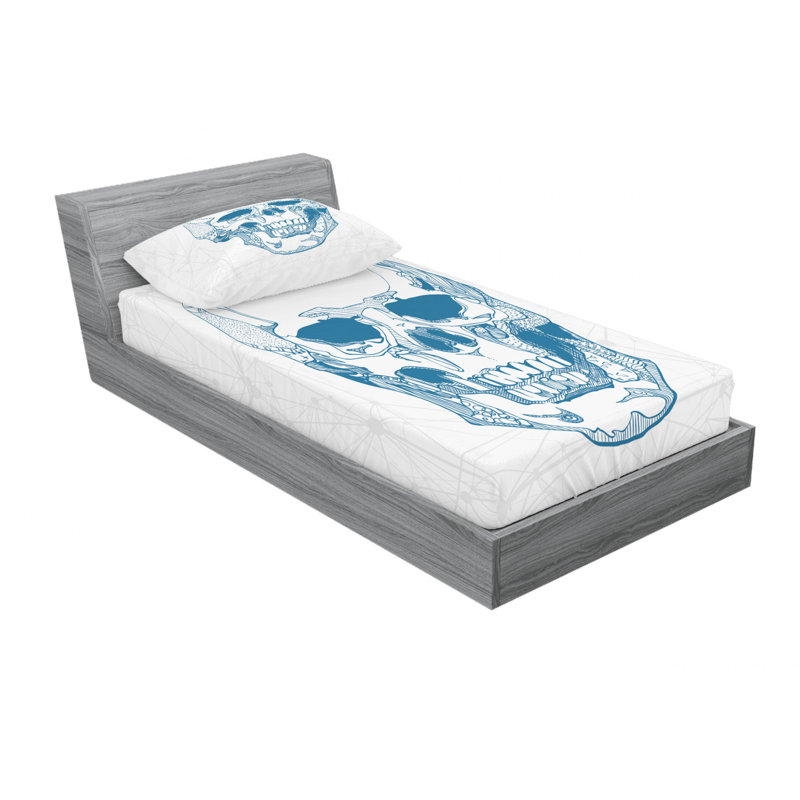 Ensemble de draps Skull with Science Elements, Ensemble de draps pour lit simple TG avec drap-hou