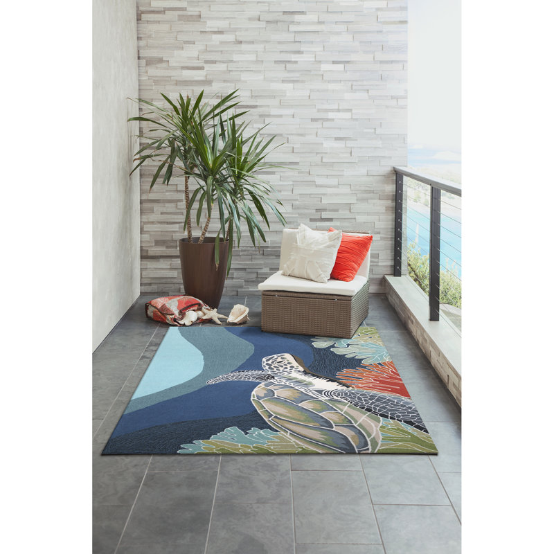 Handmade Blue Tufted Synthetic Rectangular 5' x 7' Rug