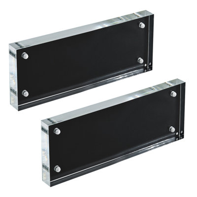 Cadre en acrylique noir avec plaque arrière en métal 3 po x 8 po, paquet de 2