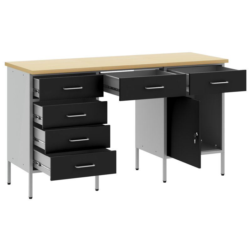 Work Cabinet with Drawer with Lock, Black