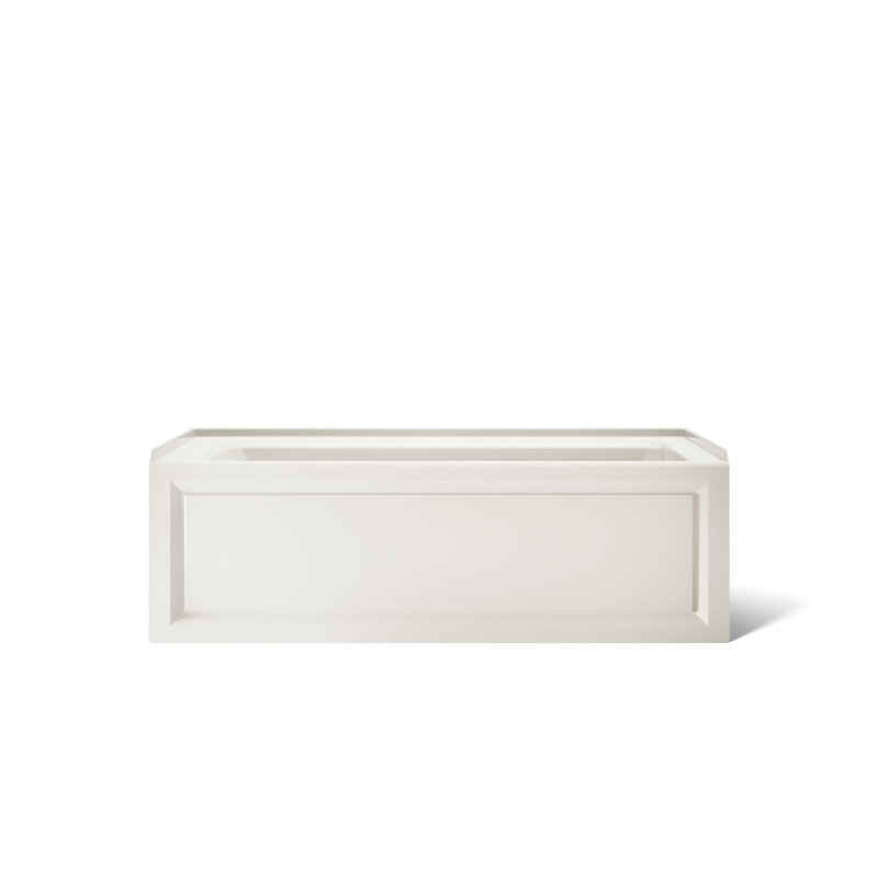Archer® Alcove Bath with Bask Heated Surface, Integral Apron, Tile Flange, Biscuit, Right