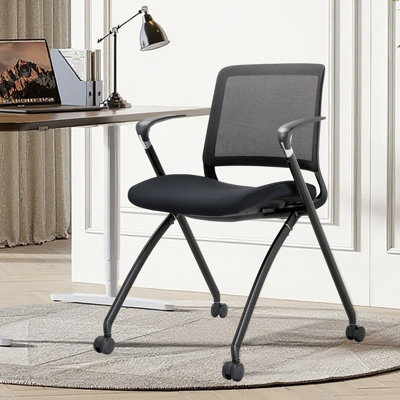 Black Mesh Office Task Chair with Arms and Rolling Casters​