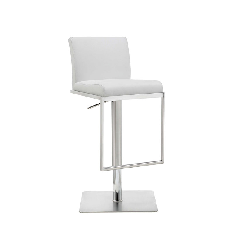 Swivel Upholstered Adjustable Height Counter Stool with Metal Frame, White