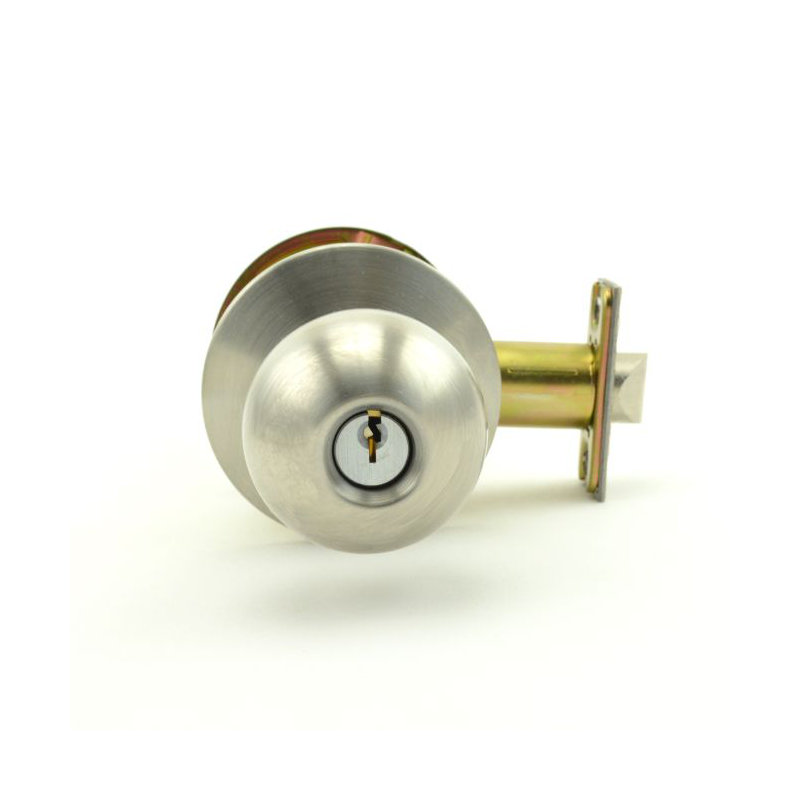 Bouton de porte cylindrique sans embrayage, Acier inoxydable satiné
