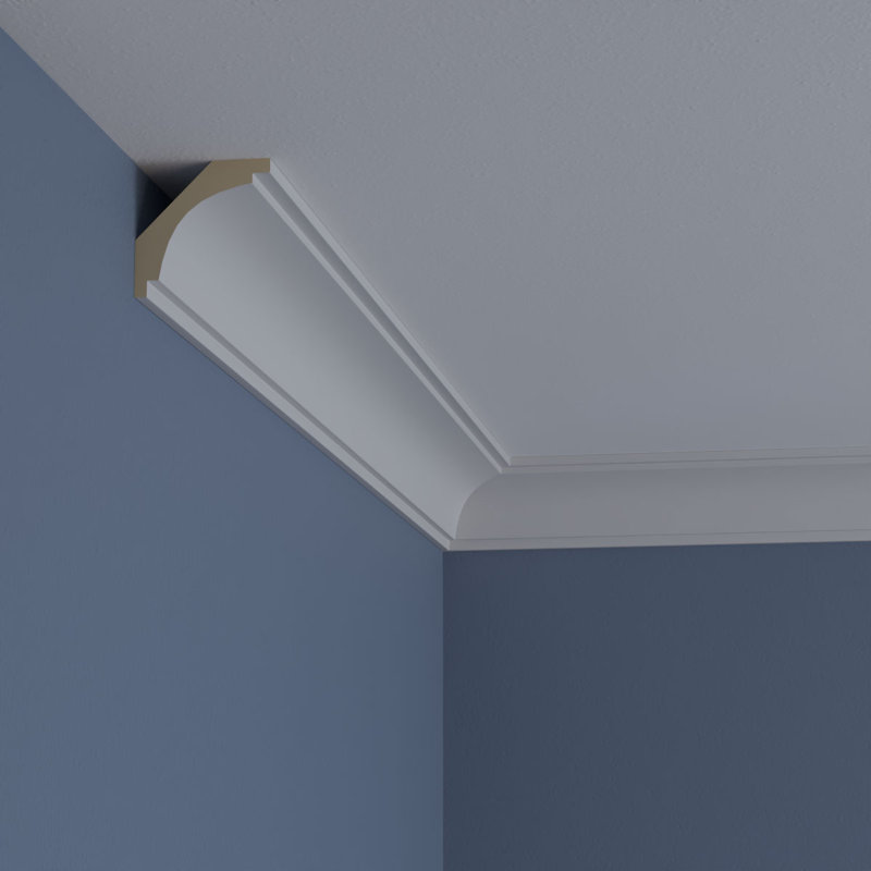 Primed White Polyurethane Geometric Crown Moulding Sample