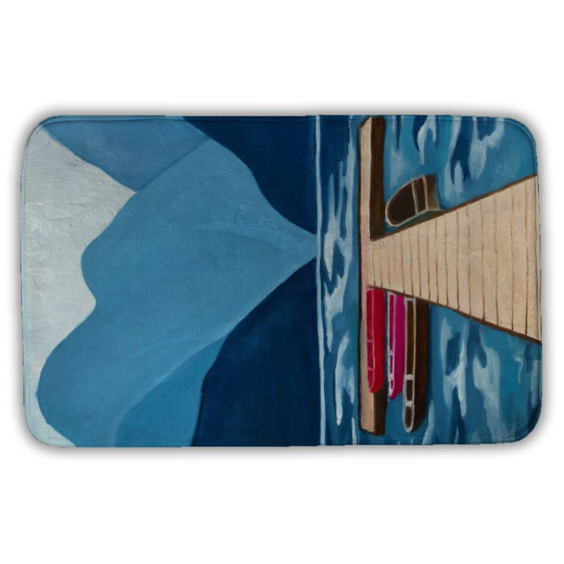 Lake, quai & mountains Bath Mat with Non-Slip Backing - Quick Dry Memory Foam Bathroom Rug - Absorbent - Modern Plush Spa-Style - Machine Washable
