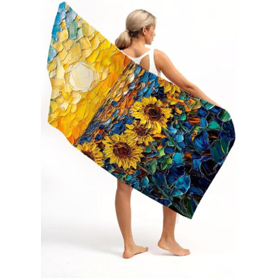 Tournesol en microfibre surdimensionnée, serviette de plage légère, très grande fleur, serviettes de plage, sable, piscine, gymnase, yoga, camping, femmes, plage, articles essentiels, accessoires, cadeau de vacances, 60 x 80 po