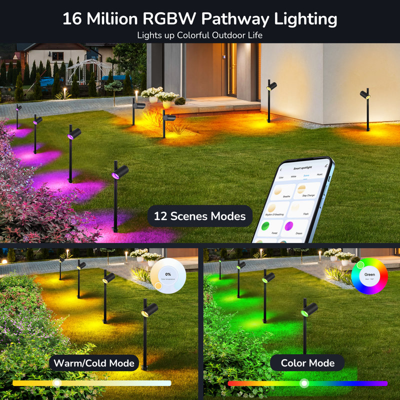 Black Aluminum Low Voltage Plug-in Integrated LED Pathway Light Pack Outdoor Weatherproof