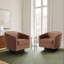 Petit fauteuil pivotant tonneau capitonné brun avec garniture cloutée Bennett-482296146