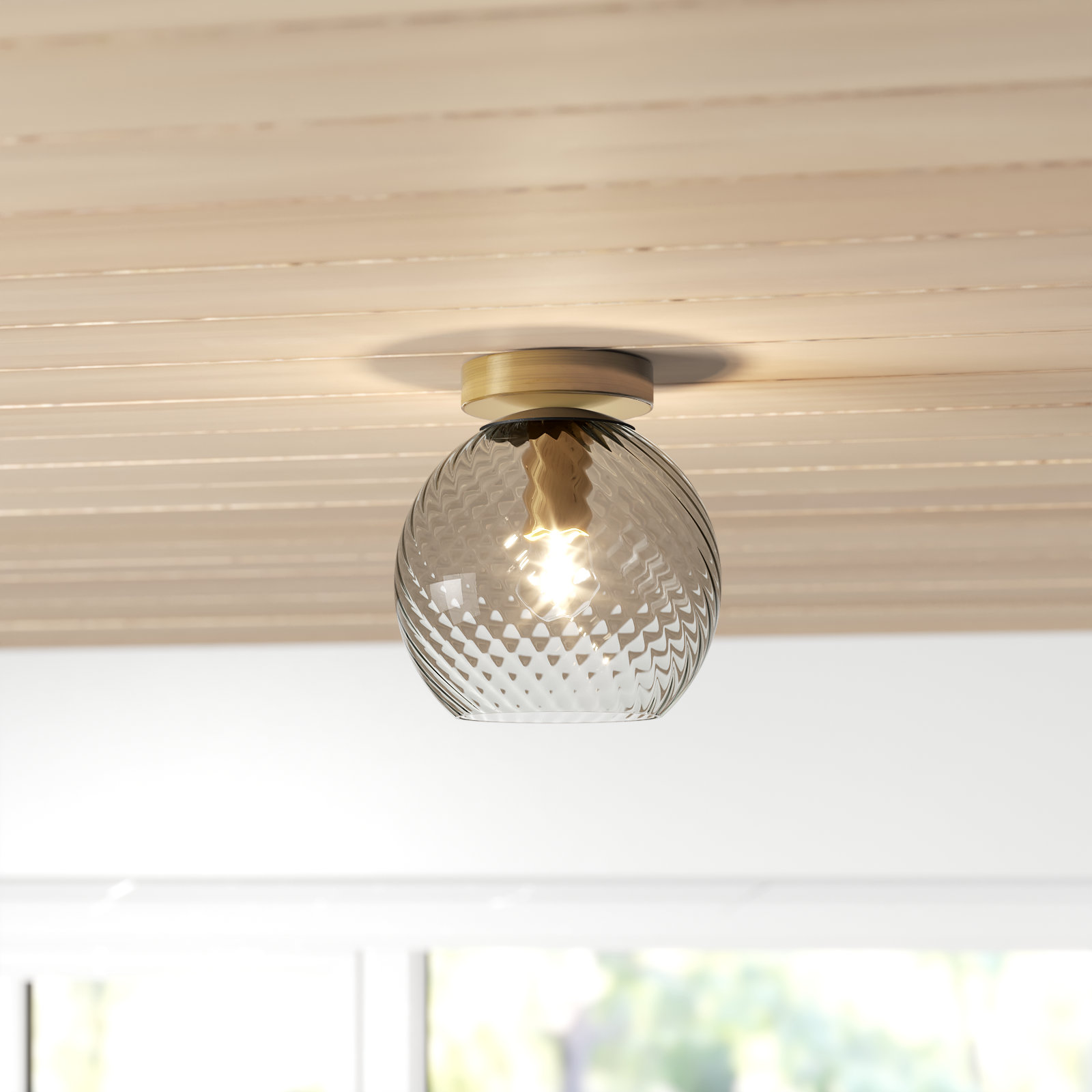 Delos Single Light Glass Flush Mount