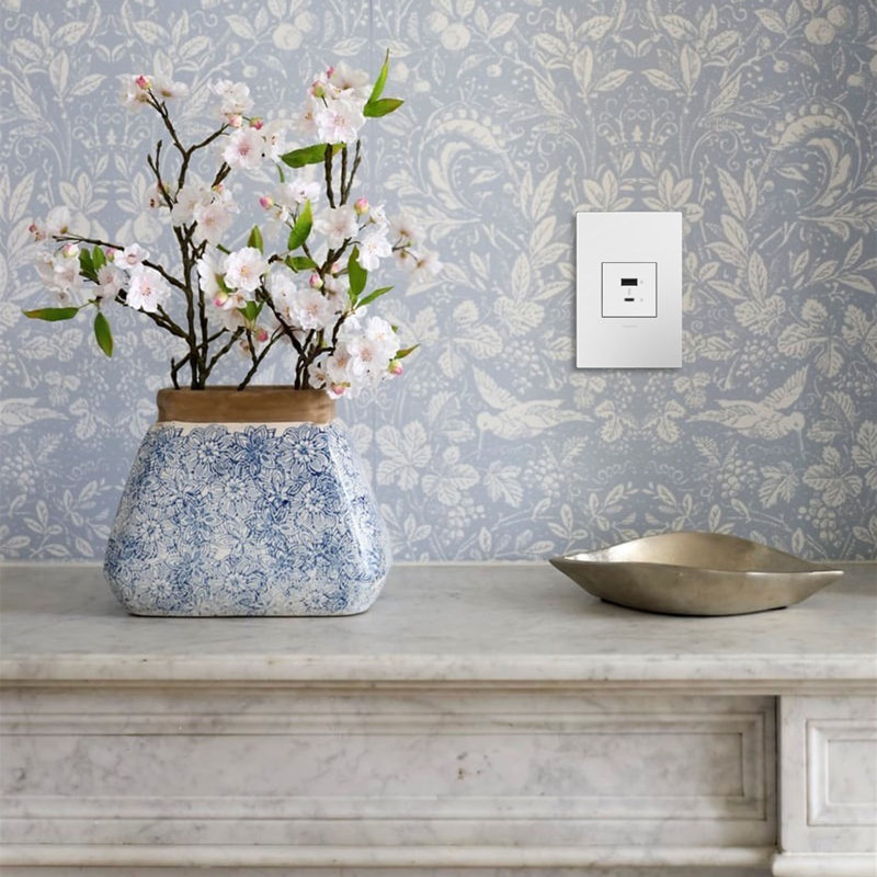 White Tamper Resistant USB Port Wall Outlet