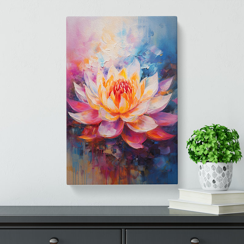 Lotus Flower Gestural Art No.3 - No Frame Print, 50cm H x 35cm W x 3cm D