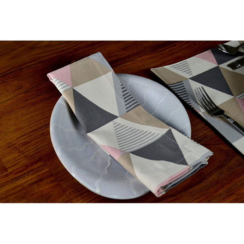 Amelia 100% Cotton Geometric Rectangle Napkin, Blush Pink