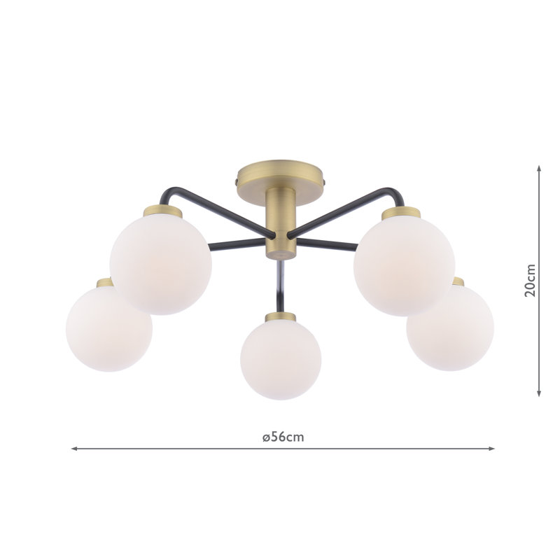 Flush Mount, 17" H x 53" W x 53" D, 5
