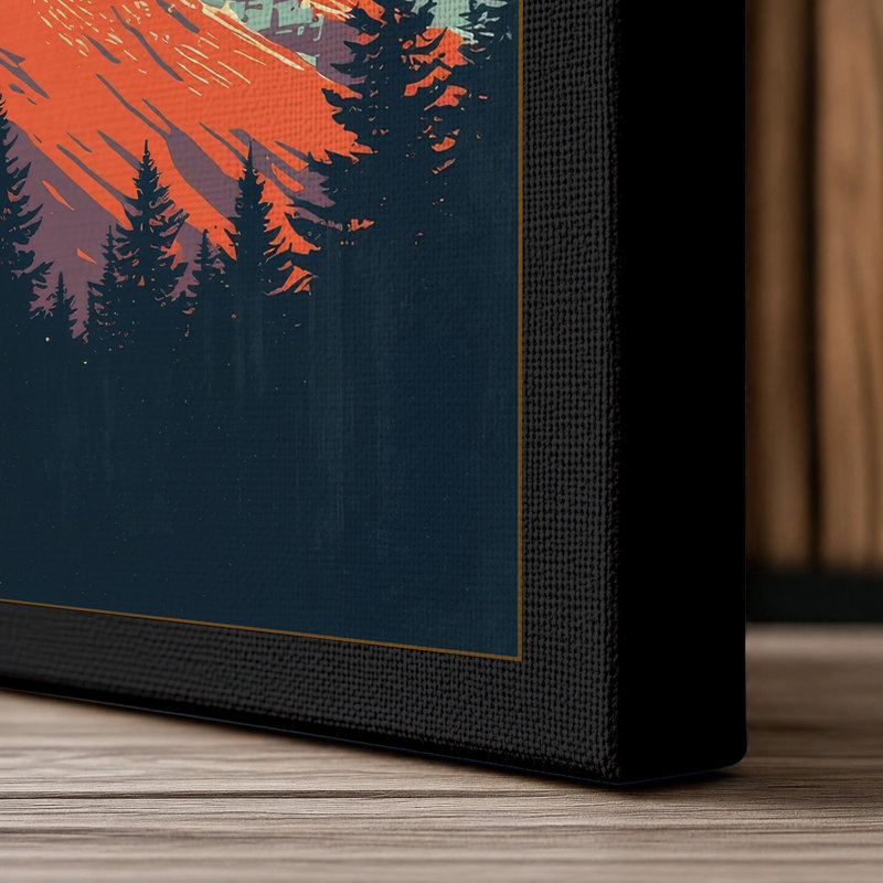 Mountains at Sunrise Modern - Wrapped Canvas, 30x20 - 76.2 x 50.8 cm, Black Border