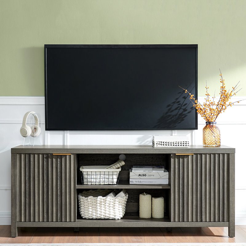 Crédence de rangement l 67 po Nicolee, Chêne gris-beige, H 25 po x l 67 po x P 15,4 po