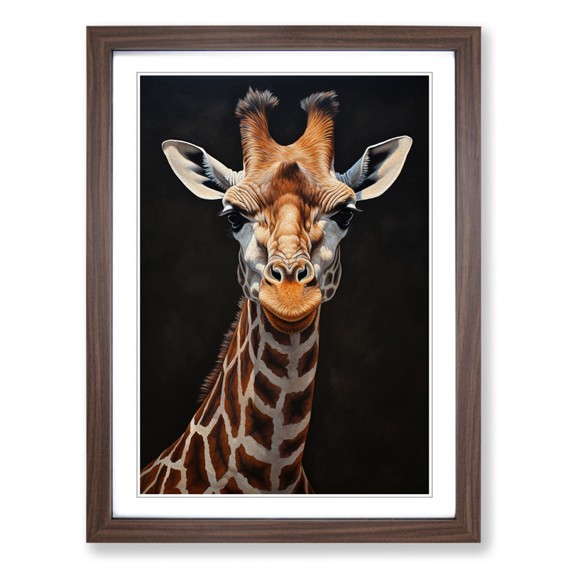 Giraffe Informel - Framed Print, 34cm H x 25cm W x 2cm D, Walnut