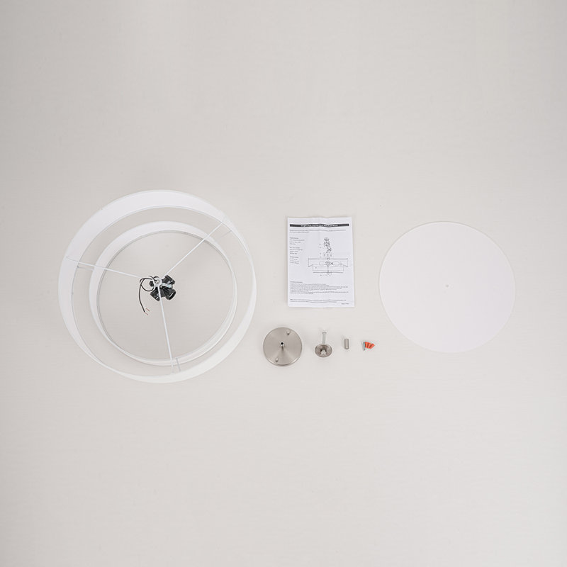 Plafonnier semi-encastré cylindrique en tissu 4 lumières, Nickel