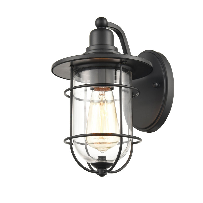 Applique murale d'extérieur 1 lumière Ulmston, Noir thermolaqué, H 14 po x l 9 po x P 9 po