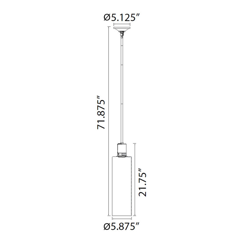 Zigrina Pendant, 71.88" H x 5.88" W x 5.88" D, Polished Nickel/Satin Brushed Black