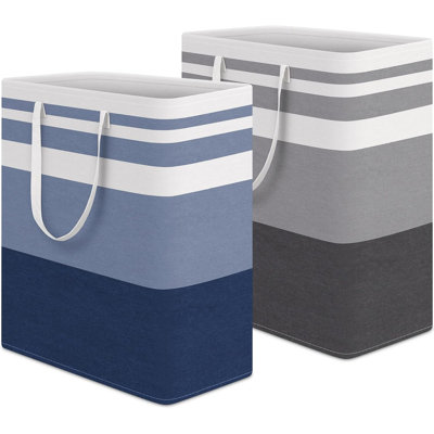 2-Pack  Laundry Basket, Waterproof, Freestanding Laundry Hamper, Collapsible Tall Clothes Hamper With Extended Handles For Clothes Toys In The Dorm And Family