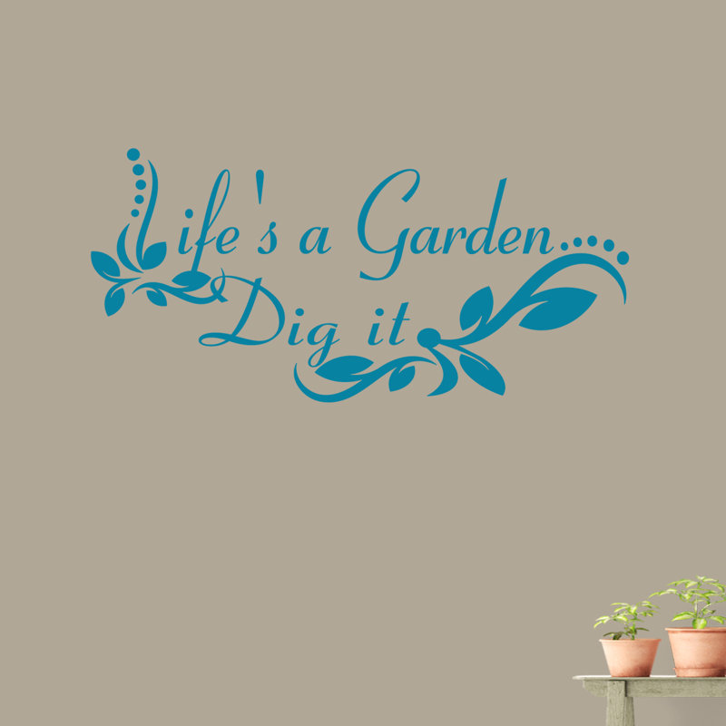 Adhésif mural « life a jardin », Bleu sarcelle