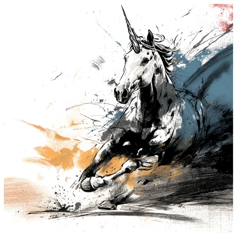 Illustration de licorne dynamique, literie, licorne, couvre-lit, fantaisie, Double