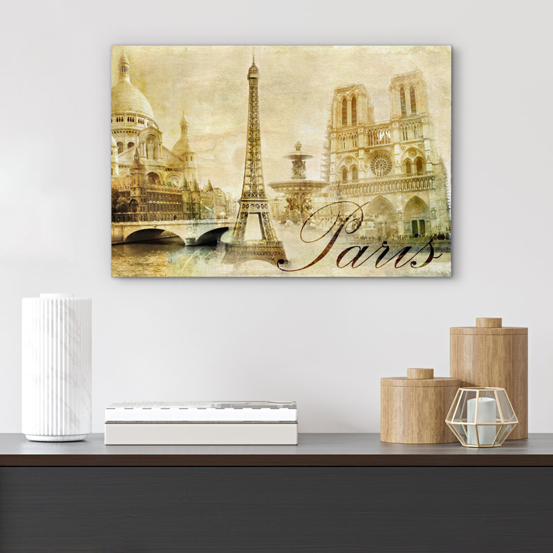 Rustique Bevera, rétro, Tour Eiffel à Paris, grande galerie rustique française, impression sur toile tendue