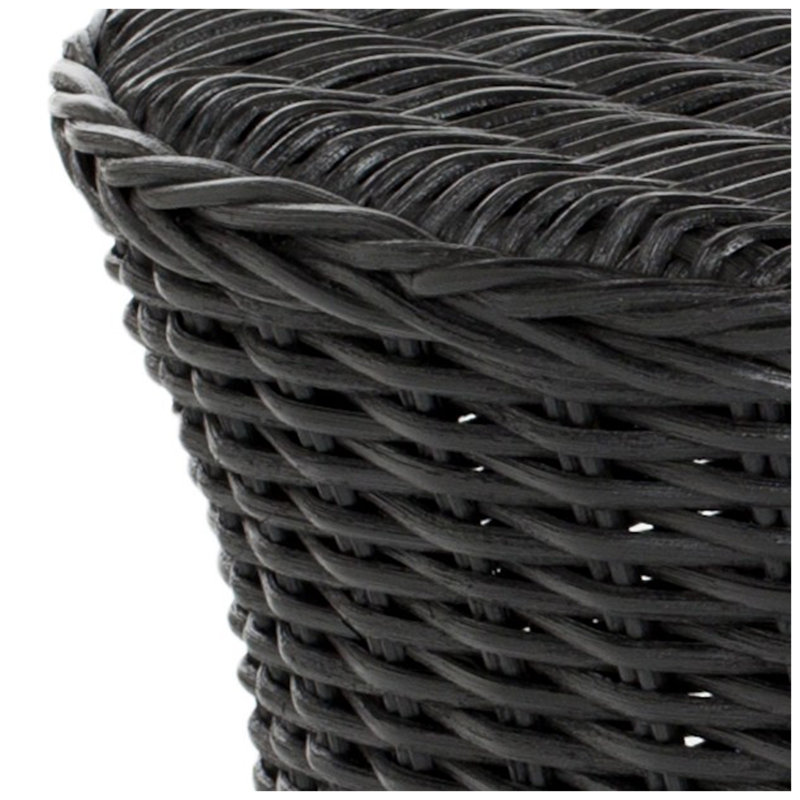 Table basse en rotin naturel Tillerson - Style nautique transitionnel avec plateau carré de 32,5 po, Noir, noir, noir, noir