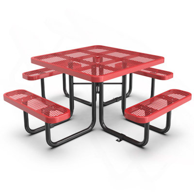 Outdoor Square Dining Table And Chair Set With Umbrella Hole, Durable Steel Mesh Construction, Sturdy Support And Weather-Resistant Finish For Long-Lasting Use