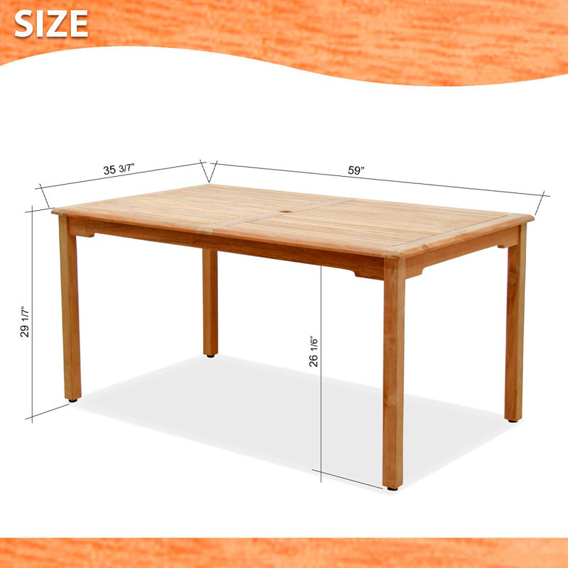 Ensemble de salle à manger rectangulaire en teck pour 6 personnes 35 "como