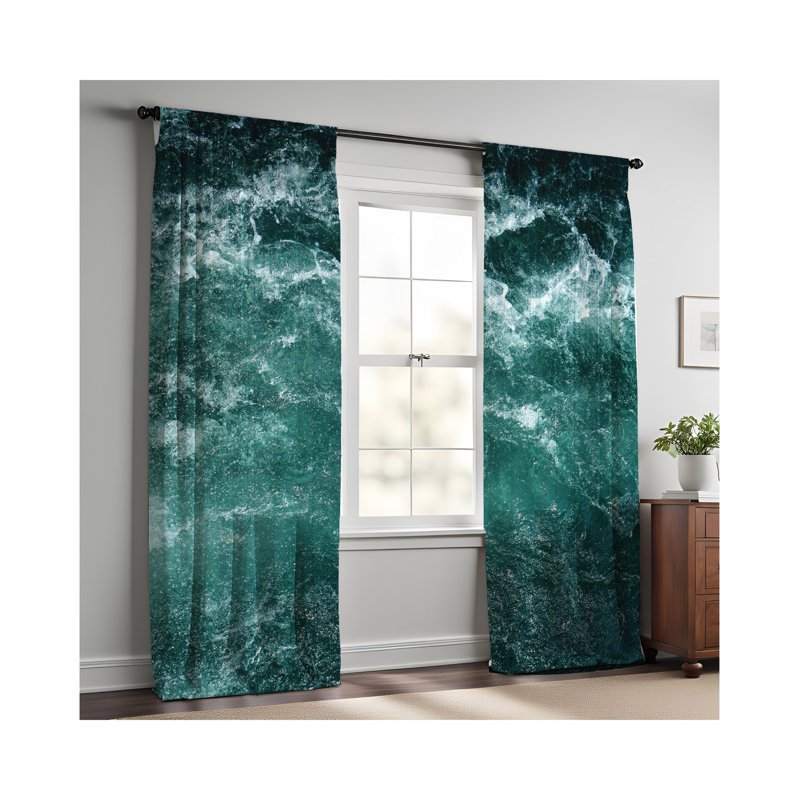 Paire de rideaux semi-transparents Ocean Waves, L 20 po x L 52 po