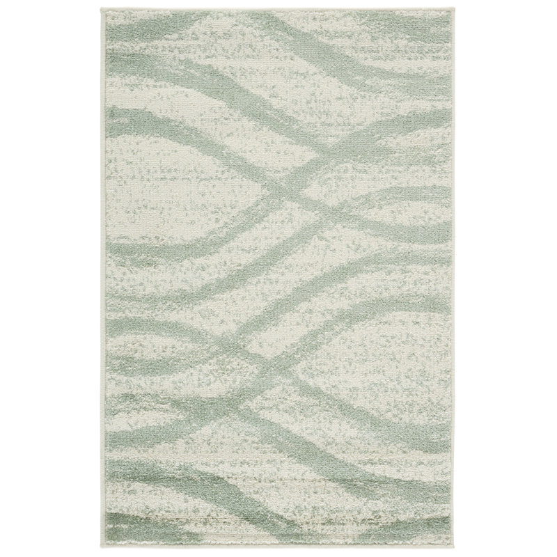 Tapis performance abstrait Shelva, Rectangle 2 pi 6 po x 4 pi, Ivory/Sage