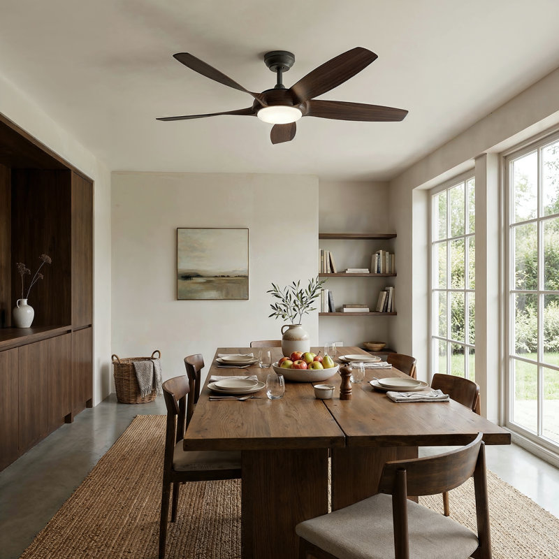 54'' Dimmable Ceiling Fan With Lights And Remote Control, 3CCT Reversible DC Motor, 6-Speed Timer Ceiling Fan