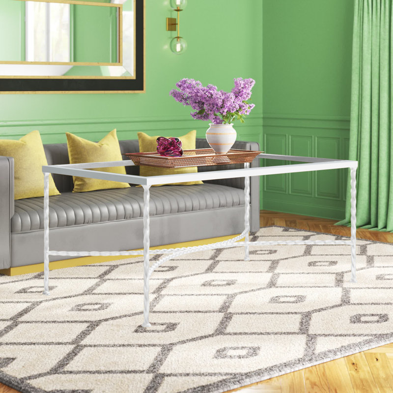 Keely Glass Top Coffee Table, White