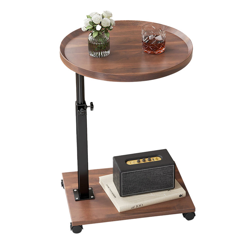 Mobile Side Table For Small Space, Dark Brown