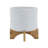 Darci Stoneware Ceramic Planter with Stand - Textured Decorative Plant Pot with Bamboo Base - Modern Indoor/Outdoor Raised Planter-1368685371