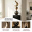 Sculpture d'art géométrique moderne de 160 cm (62,99 pouces) plaquée électrolytiquement avec socle noir-372692940