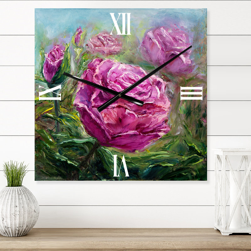 Horloge murale Bouquet de pivoines, Très grand