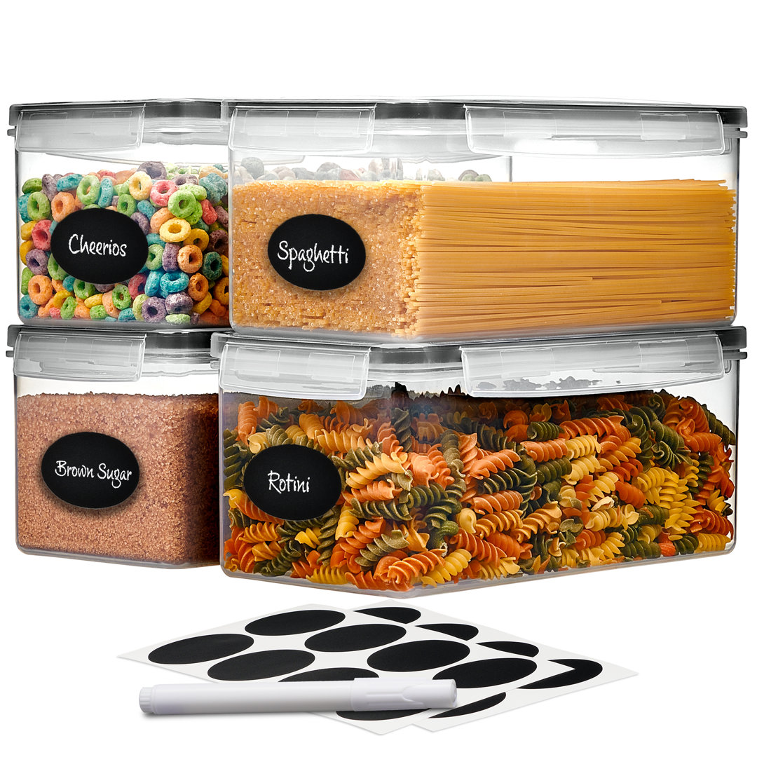 Airtight Food Storage BPA Free Containers Set with Labels & Marker (Set of 4) DWËLLZA KITCHEN